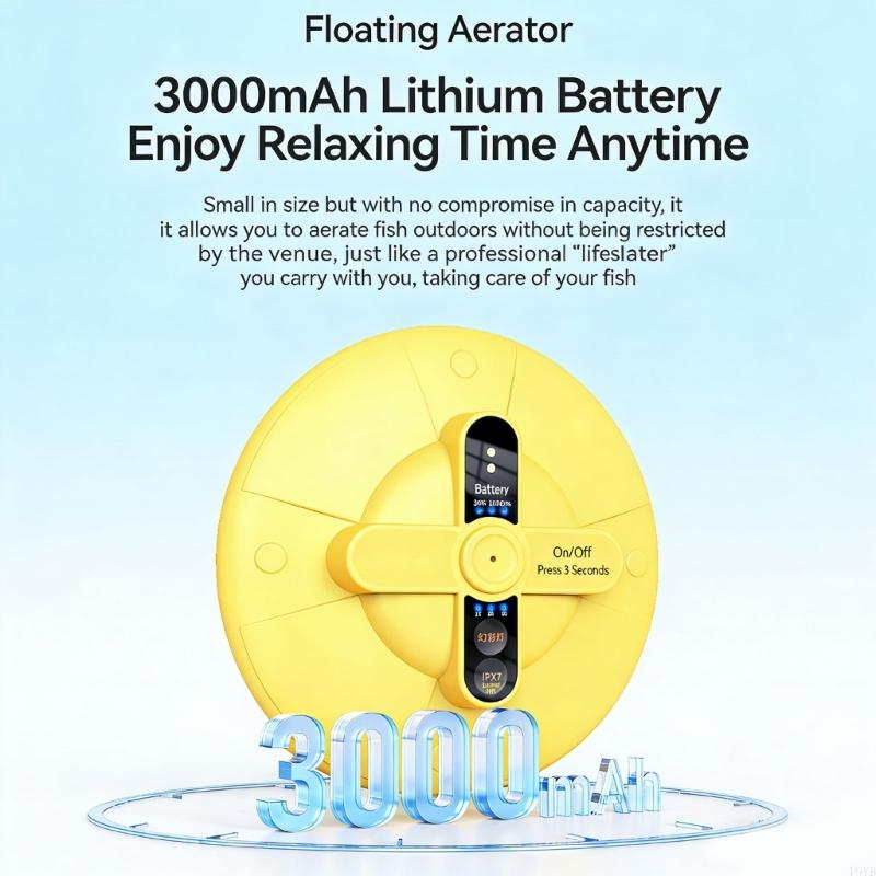Floating Disc Oxygen Aerator With Included 3000MAH Battery For Water Environment And Miniature Pool P9YB