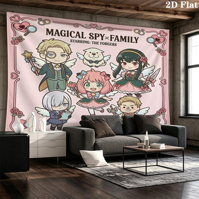 Spy Family Wall Tapestry Aesthetic Wall Hanging Printed Fabric Blanket Decorative Tapestries For Bedroom Living Room Home Decor