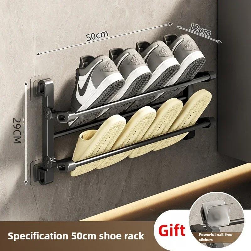 Bathroom Non Perforated Slipper Rack Wall Mounted Simple Entrance Shoe Bathroom Wall Mounted Door Mounted Shoe Storage Rack