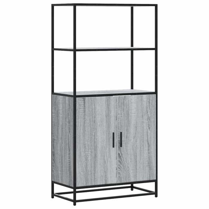 VidaXL Buffet haut sonoma gris 68x35x139 cm bois d'ingénierie et métal, armoire latérale, armoire de rangement haute, 849052