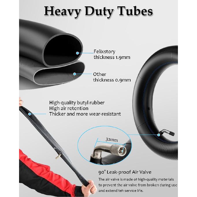 10 Inch 10x2.75-6.5 Off-road Rubber Outer Tire with Inner Tube Suitable for Speedway 5 Dualtron 3 Hover-1 Alpha Hiboy Titan PRO Electric Scooter