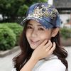 Women's Embossing Flower Denim Baseball Summer Rhinestone Inlaid Jeans Hat