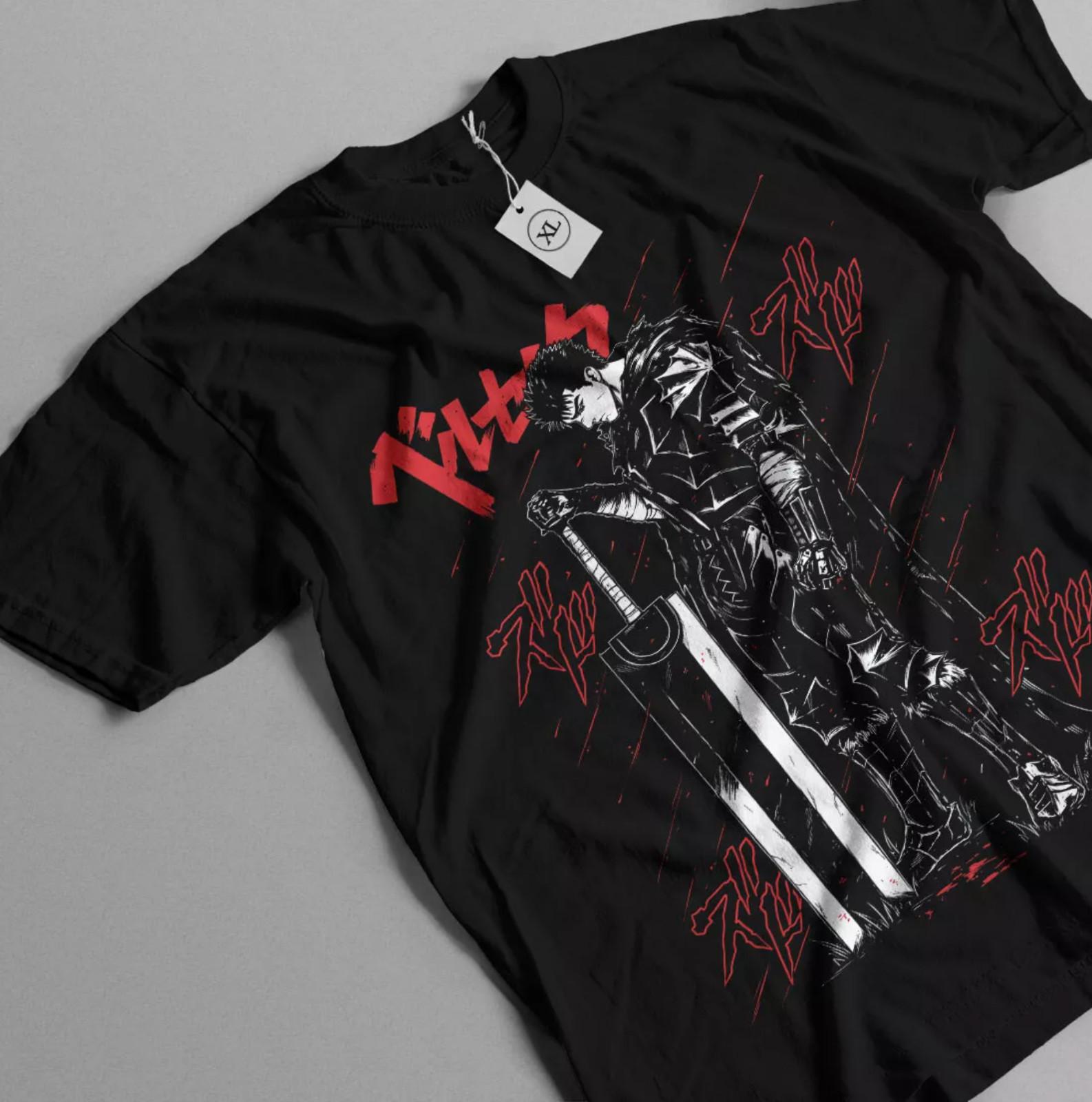 Berserk T-shirt Manga Strip Guts Berserker Armour Anime Black shirt XS to 5XL S