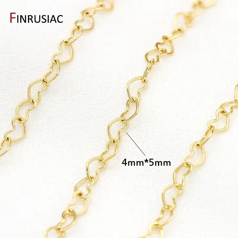 2 Sizes Heart Shape Chains For Jewelry Making,14K Gold Plated Brass Chain DIY Necklace Bracelet Earrings Making Accessories