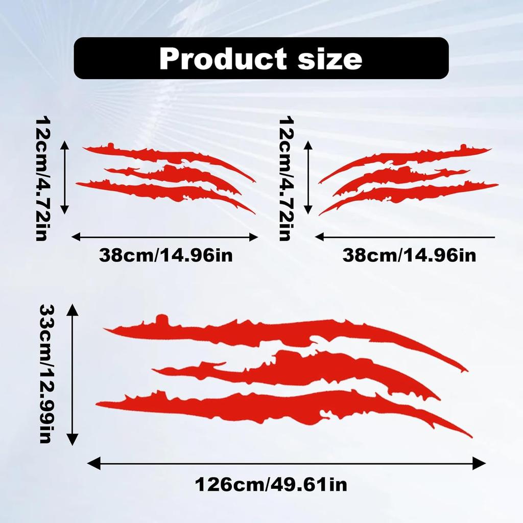 1 Full Set Monster Claw Sticker For Car Hood Decal 1 Set, Car Decals Claw Mark Stickers To Cover Hood Headlights Scratches, Modified