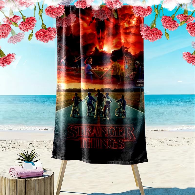 Stranger Supernatural Things Print Beach Towel, Large Soft Quick Dry Towel for Beach Camping Swimming