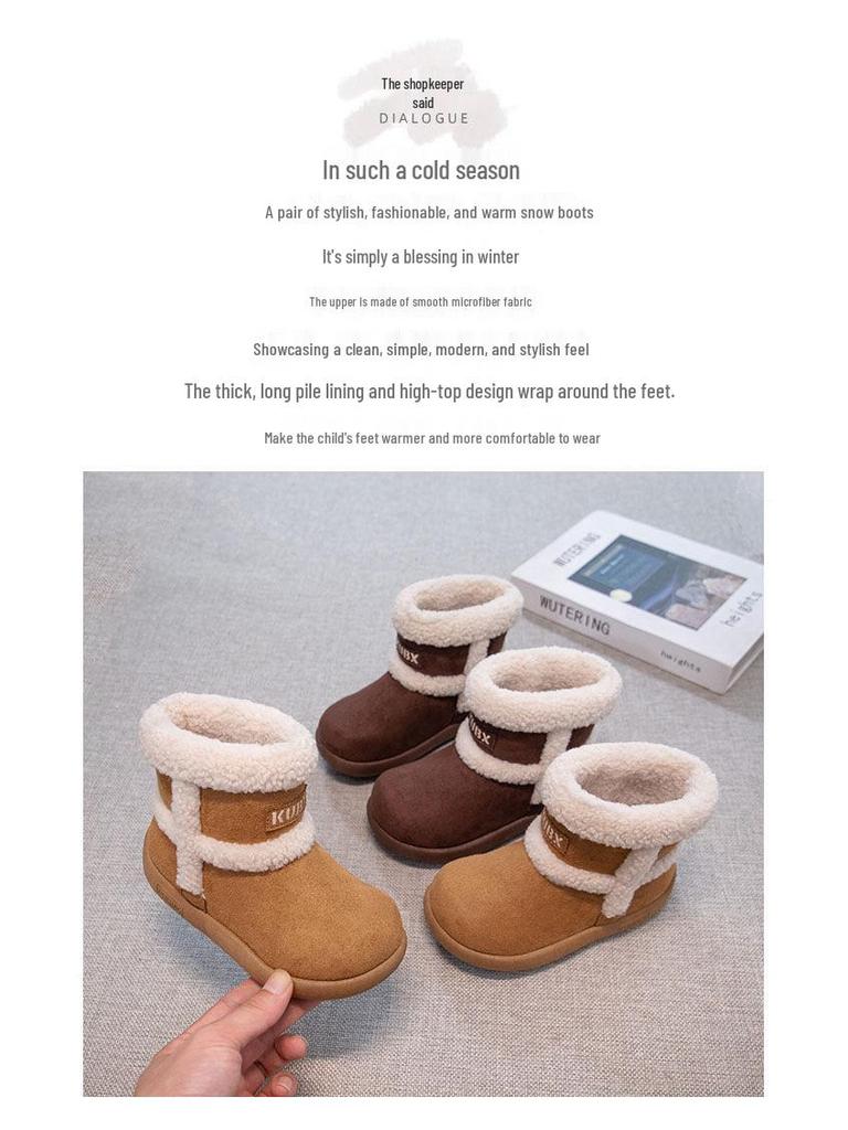 2025 Winter Children's Cotton Snow Boots - Warm, Comfortable, Fashionable, Plus Velvet, Medium & Large Sizes
