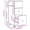 Schmaler Rollwagen für das Badezimmer, Schubladen-Aufbewahrungsmöbel, schmaler Beistellschrank für neben das Sofa, Größe 33x23x65 cm
