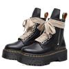 Erste Schicht dicker Boden Loch Lokomotive Stiefel Damen, Seitenreißverschluss Litschi Muster Kurzstiefel Leder Locker