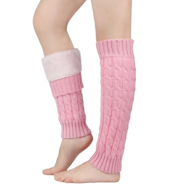 Gestrickter Beinwärmer Damen Balletcore Langer Beinwärmer mit flauschigem Innenfutter für Mädchen Balletcore Strümpfe Handgelenkwärmer Handschuhe
