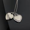 Collar con Colgante de Corazón de Plata de Ley 925 para Mujer Familia T con Diamantes y Esmalte, Cadena Clavicular Azul Clásico, Colgante para Mejor Amiga