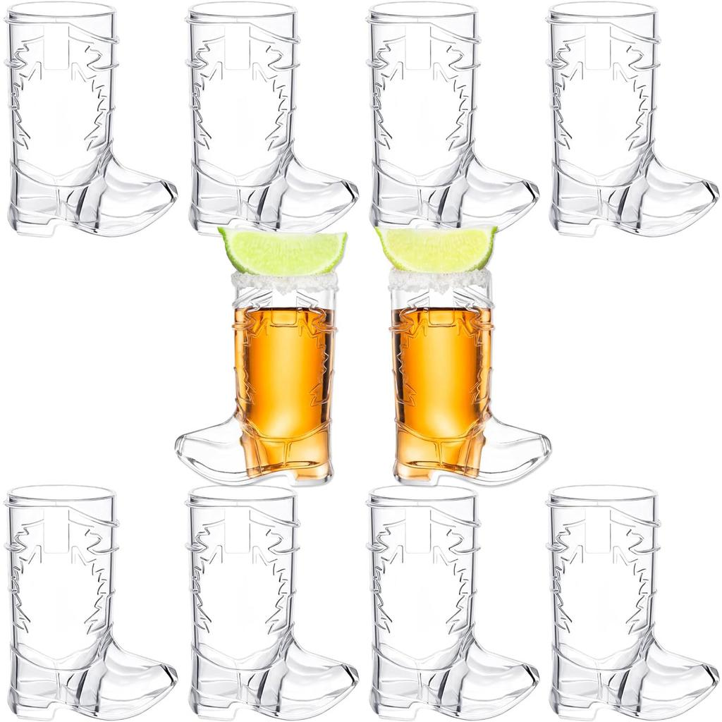 10Pcs MiniPlastic Cowboy Boot Glasses Clear Cups Reusable Western  BeerMugs for Bachelorette Party Decorations Birthday Supplies