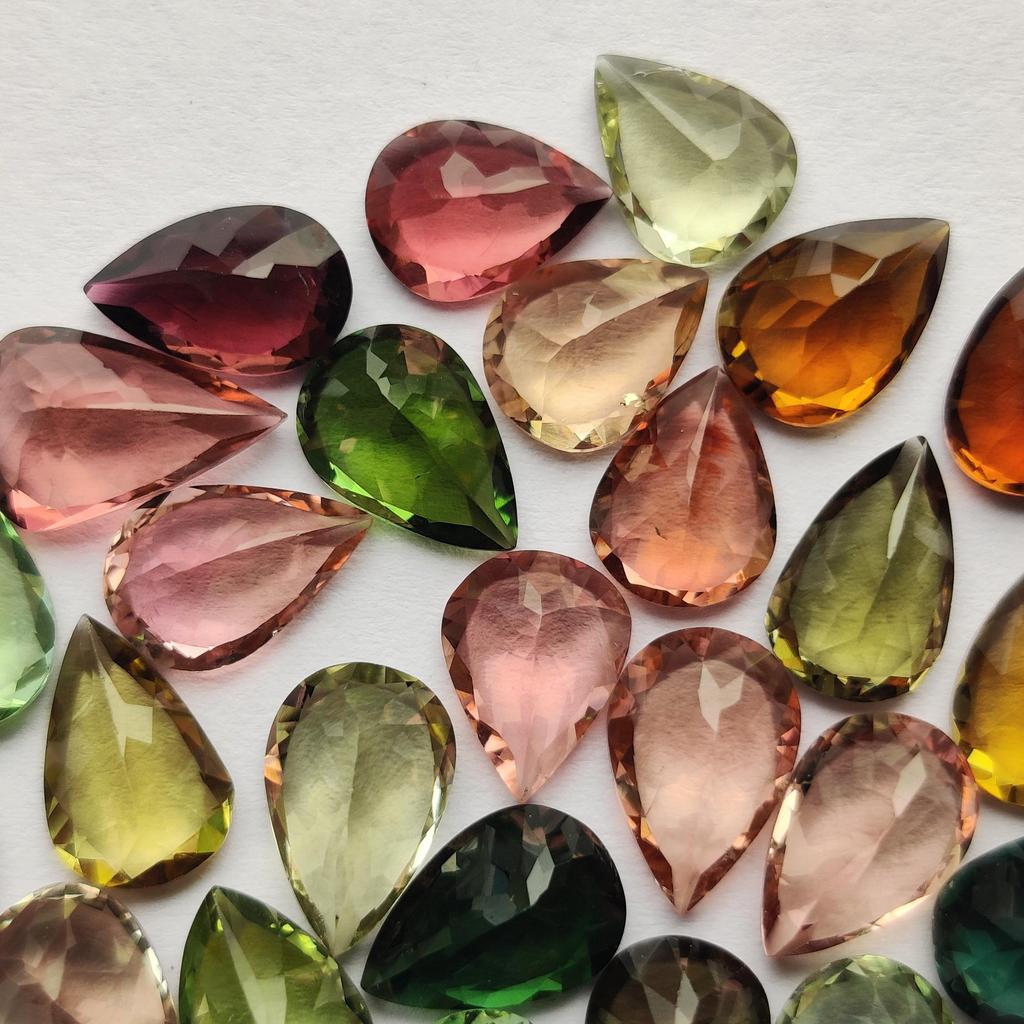 Best Quality Tourmaline Pear Cut Multi Gemstone, 6x9 MM Size Pear. Multi Tourmaline Loose Gemstone Lot, October Birthstone For Making Jewelry.