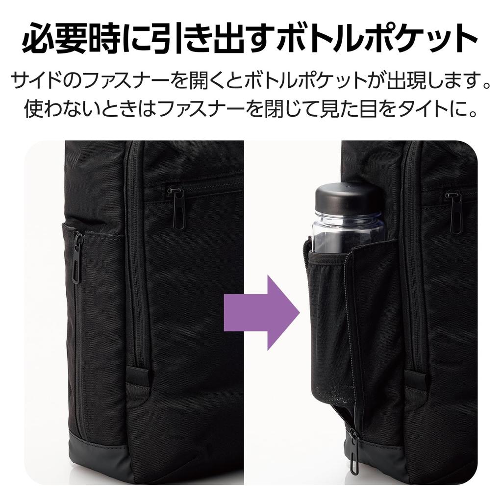 ELECOM 3-Way Tote Bag, 15.6-inch, 12L Capacity, Water-Repellent, Heavy-Duty Zipper, Black, BM-TBTWBK