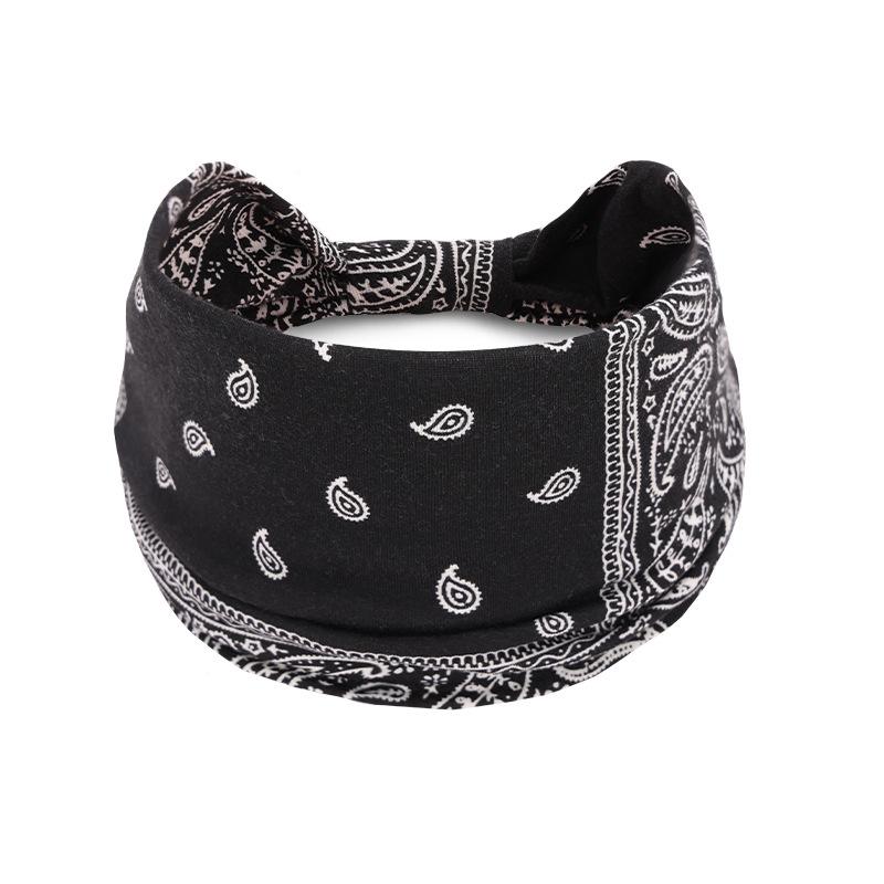 Women's Paisley Sport Yoga Headband - Sweat-Absorbing, Elastic Cotton, Bohemian Style