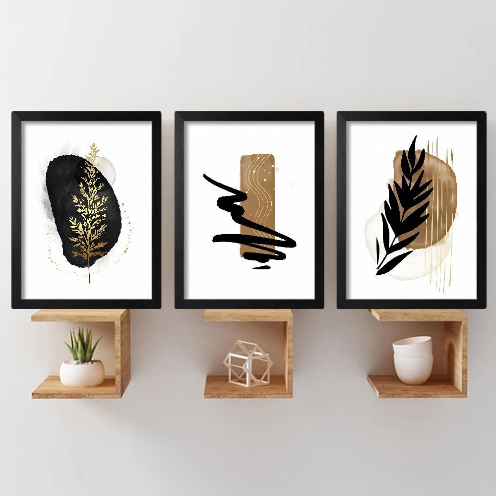 3pcs/set Abstract Plant  Art Oil Painting Canvas with Wood Frame Draw Wall Decor Home Room Decorations