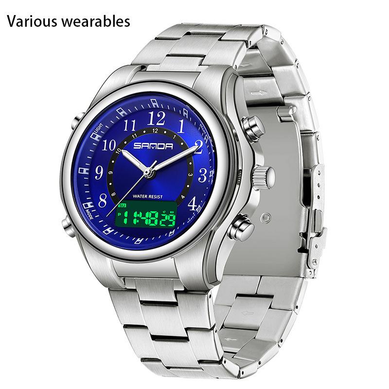 Steel Band Electronic Watch Multifunctional Men's Electronic Watch Waterproof Alarm Clock Watch