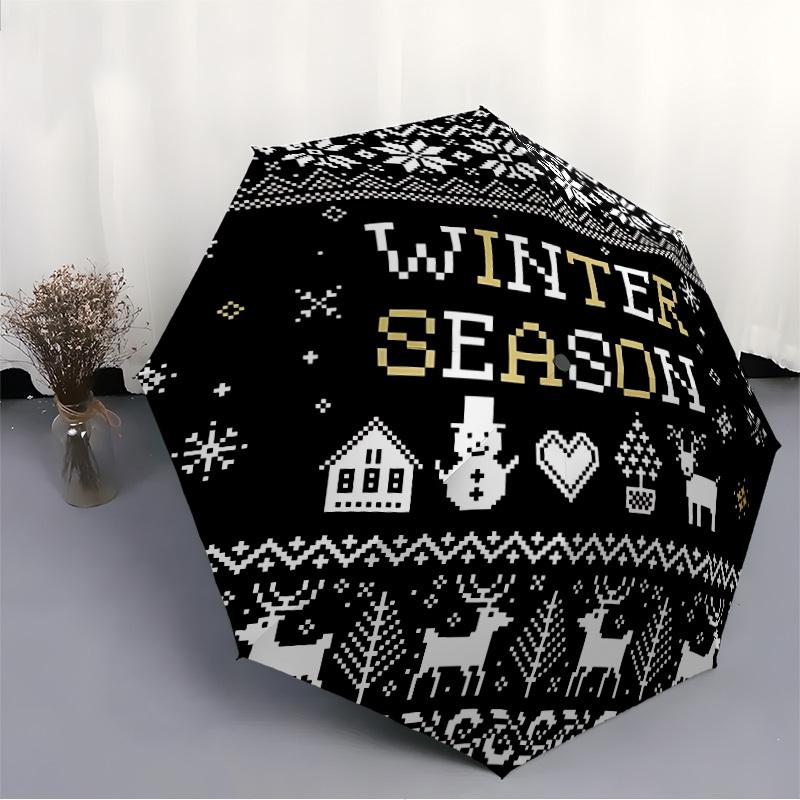 1pc Winter Season Automatic Folding Umbrella - 8-Rib Automatic Open/Close, Portable Collapsible Compact Umbrella yy251218037