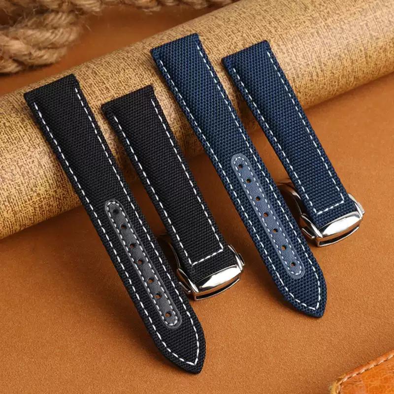 19mm 20mm Canvas Nylon Watchbands For Omega Seamaster 300 Speedmaster AT150 Omega Speedmaster Slubby 310.32 Series Nylon Strap