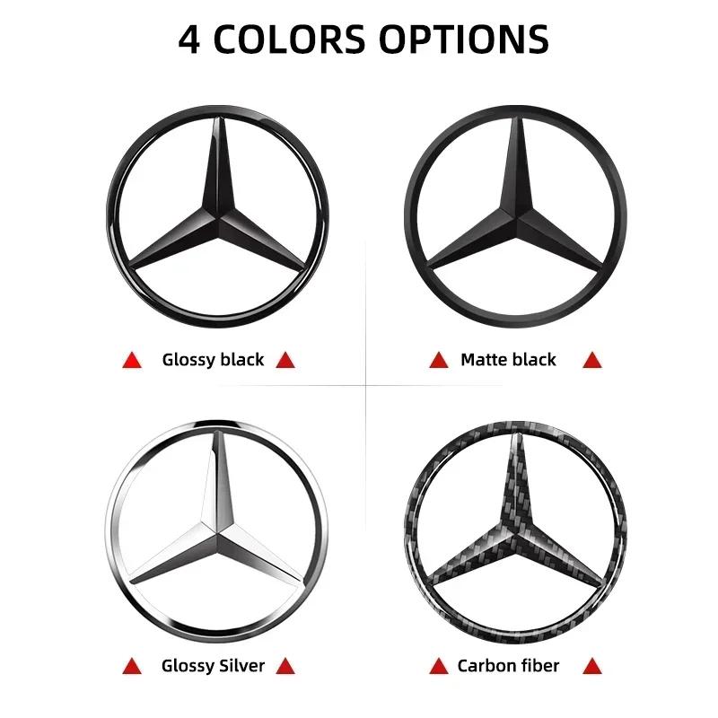 2025 For Mercedes-Benz 1pcs 52mm 57mm Car Steering Wheel Badge Emblem Sticker Auto-Styling For Mercedes Benz A B C E S Class GLA