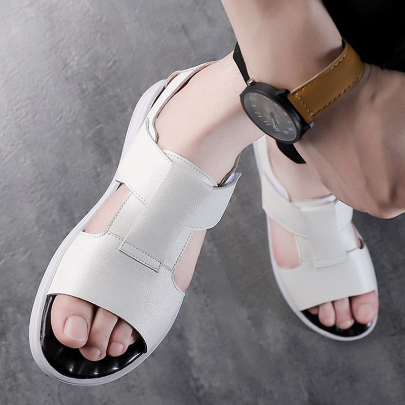 Móda Pravá Kůže Pánská Ležérní Obuv Luxusní Sandály 2024 Pánské Mokasíny Prodyšné Nazouvací Řidičské Bílé Boty Muž Prodyšné