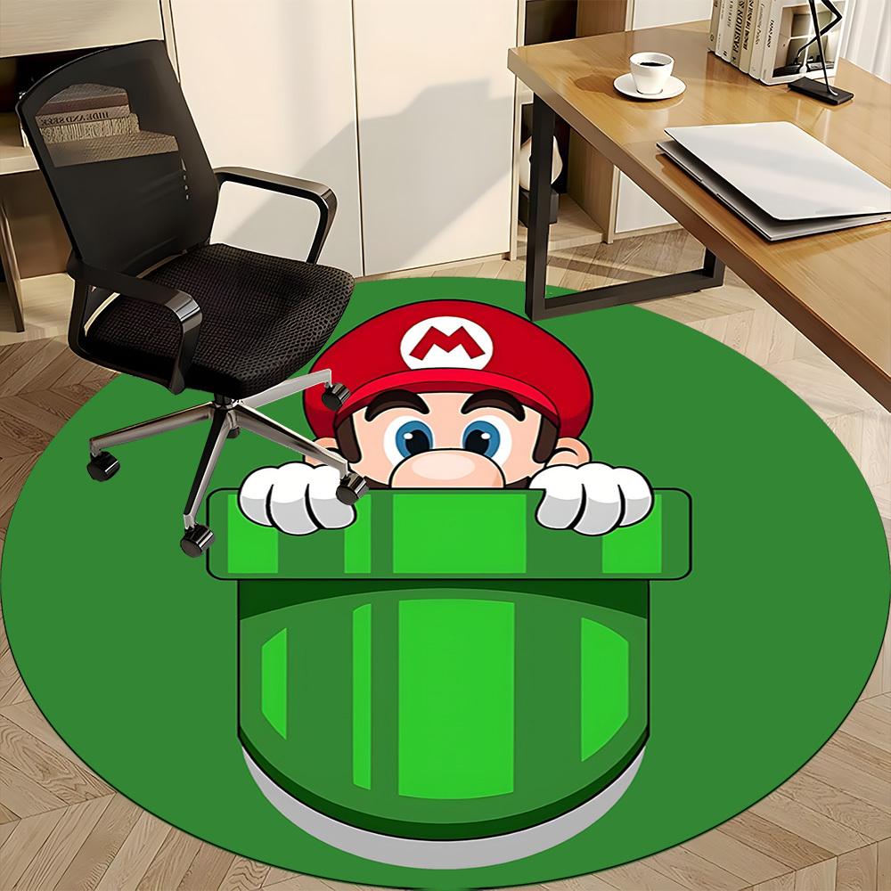 1pc Mario Office Round Area Rug, Under Office Chairs Bedroom Living Room Home Decor a1022225