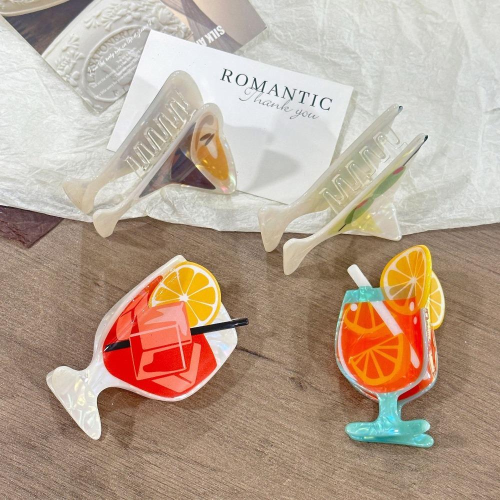 Cocktail Theme Hair Claw Large Shark Clip Casual Grasping Clip Women Hair Accessories