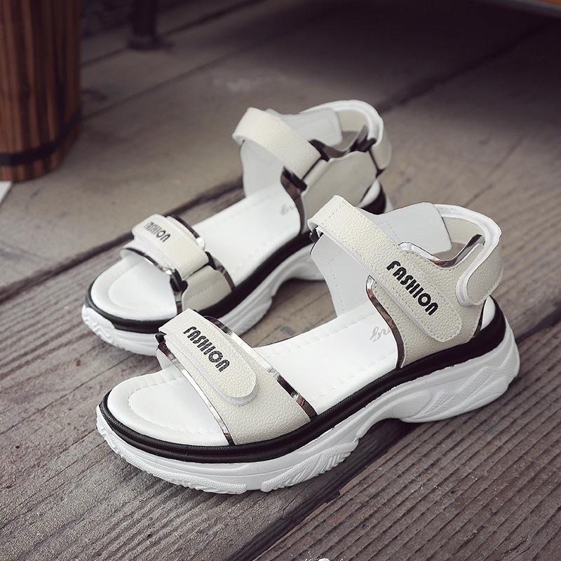 

New sports sandals women s summer Korean version muffin lightweight student versatile Velcro beach shoes 39 бежевый