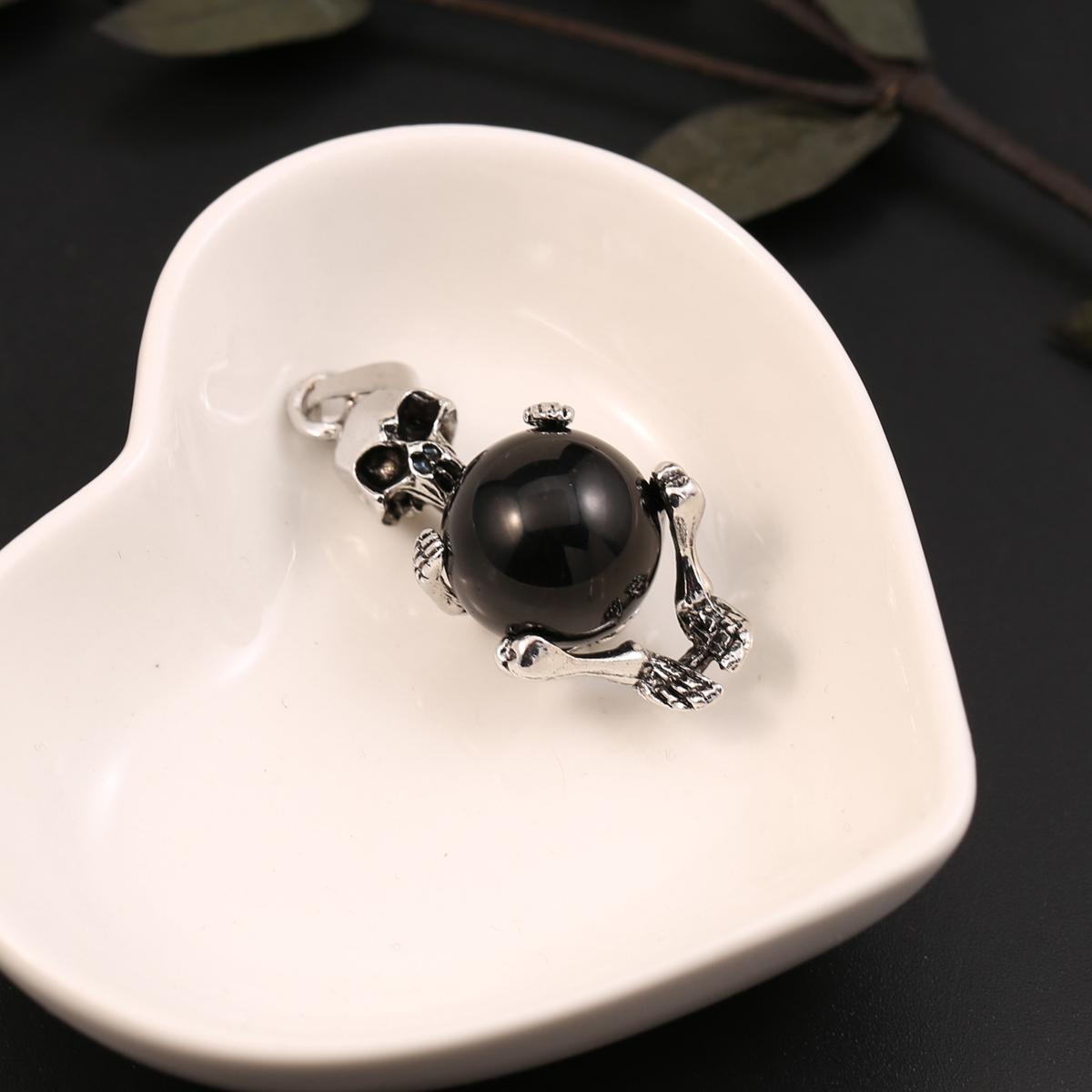 

Ожерелье, кулон из натурального камня малахит/розовый кварц, подвеска в форме черепа, подвески для изготовления ювелирных изделий, ожерелье, браслет, аксессуары Black Agate/19x35mm