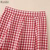 ZANZEA Women Summer Plaid Print Loose Casual Long Skirts
