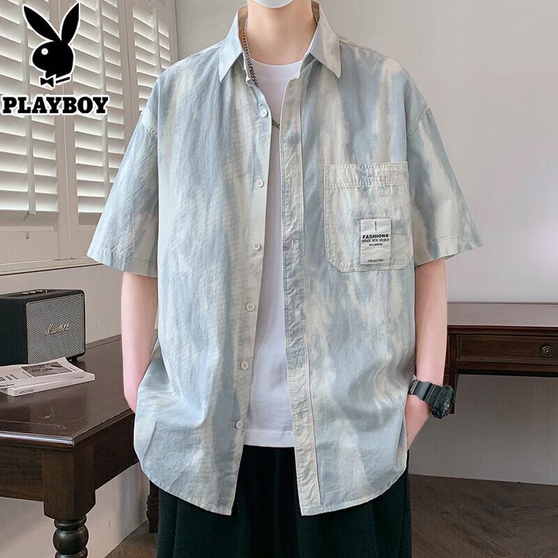 PLAYBOY Men s Tie-Dye Short Sleeve Shirt 4XL