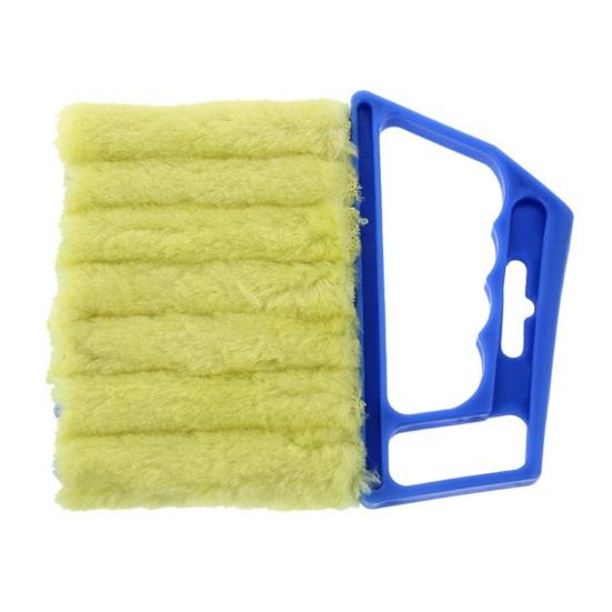 

Щітка для чищення з глибокими канавками, скрабер з м якою мікрофібровою накладкою, знімною миючою ручкою, аксесуар для чищення жалюзі синій