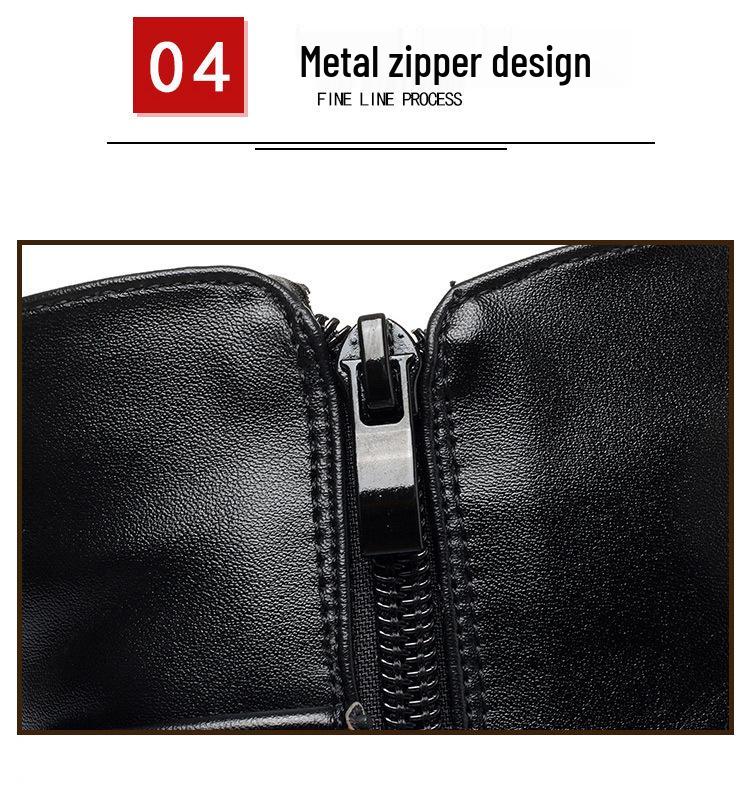 Vielseitige Damen Leder Keilabsatzstiefel in Übergröße - Weiche Sohle, Baumwolle, Plus Samt Warm, Herbst/Winter