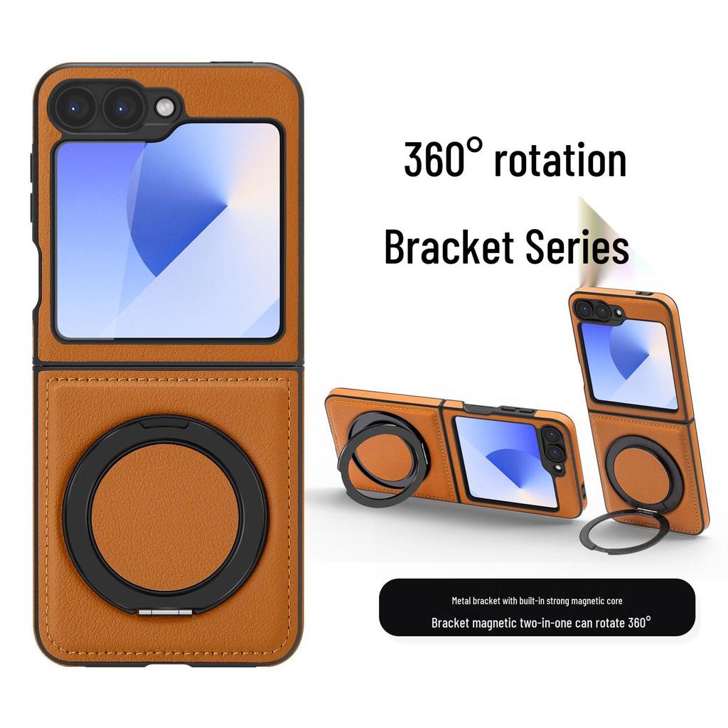 Samsung Z Flip7 360° drehbare Lederhülle - Stoßfest, Magnetisch, Faltbarer Ständer