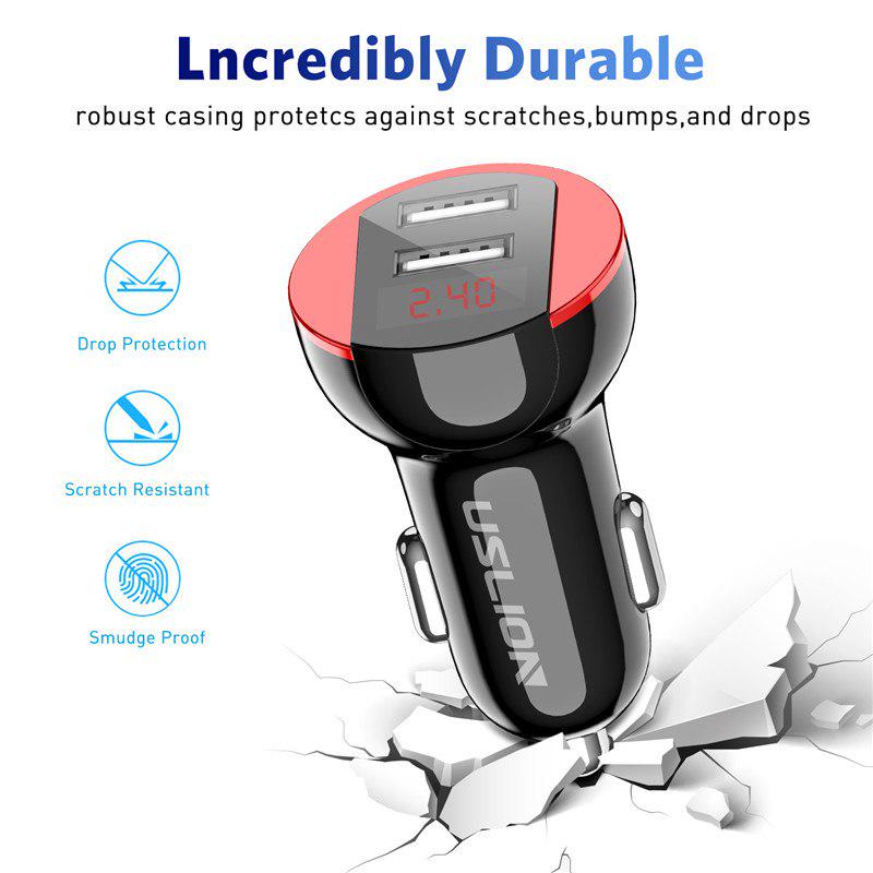 Buy USLION 5V Dual USB Car Charger LED Screen Smart Auto Car Chargers