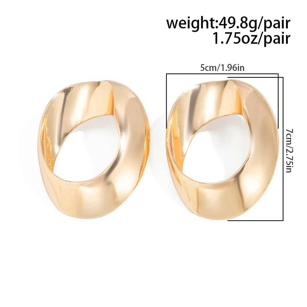 IngeSight.Z Exaggerated Irregular Geometric Hollow-out Drop Earrings Women Punk Personality Pleated Metal Earrings Jewelry Gifts