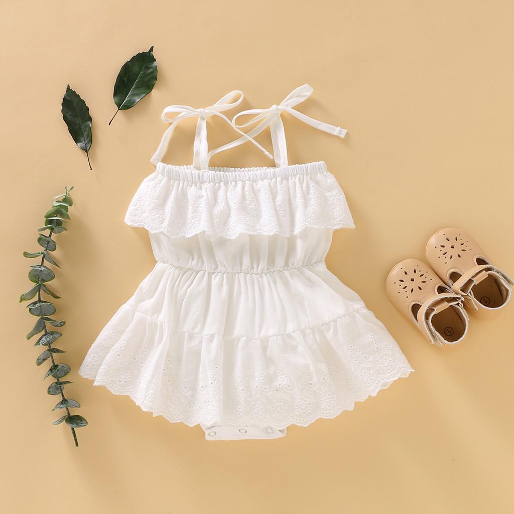 

Newborn Infant Sleeveless Solid Lace Dress Romper Clothes Outfits 70 білий