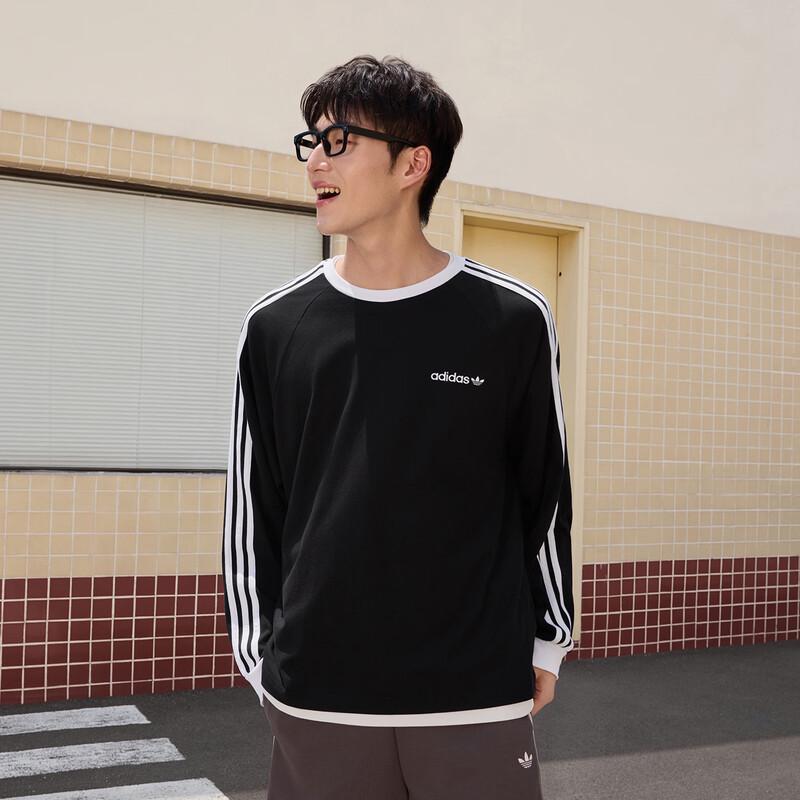 adidas 3-Stripe Round Neck Long Sleeve T-Shirt