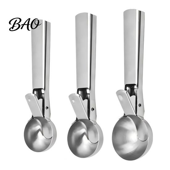 Ice Cream Scooper Fruit Scoop, Stainless Steel with Trigger Non-Slip Handle, Rebound Scoop Heavy Duty Metal for Balls Baller