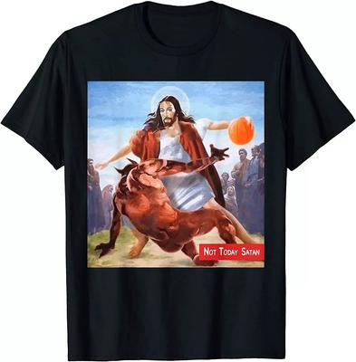 Lustiges Nicht Heute Satan Jesus Crossover Basketball Geschenk T-Shirt