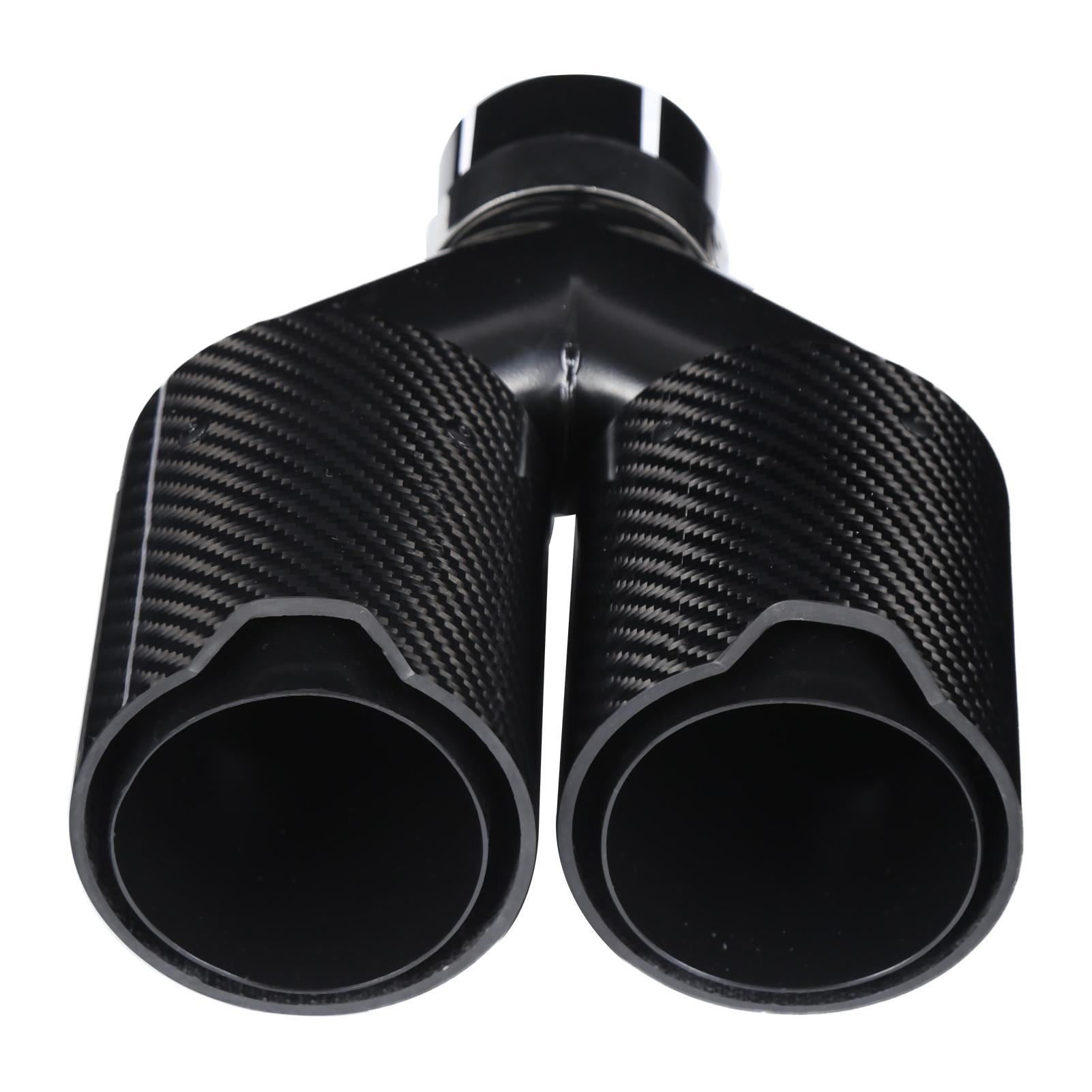 

Car Tail Pipe 6393mm YShaped 1In2Out Right Side Dual Outlet Exhaust Tailpipe Black Carbon Fiber for M Performance