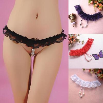 Sexy Lady Frauen Tangas G-String Spitze Perle Höschen Dessous Unterwäsche