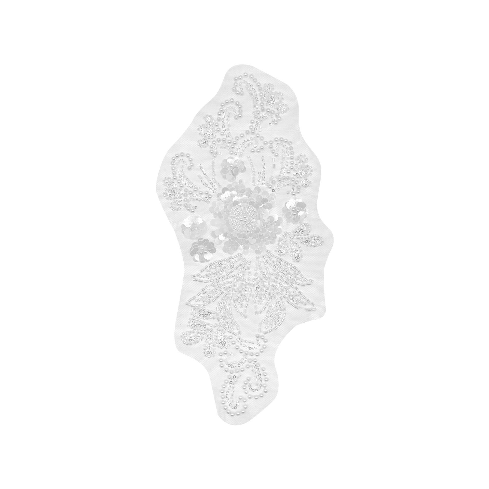 

Multi-Color Mesh Bead Sequined Cloth Sticker Lace Patch Sticker Wedding Dress Front Collar Chest Decoration H8069 white
