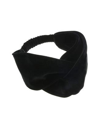 VINGTAINE Velour Black Turban Cross Hair Hairband, Hairband, Wide, Voluminous, Accessory, HB-96