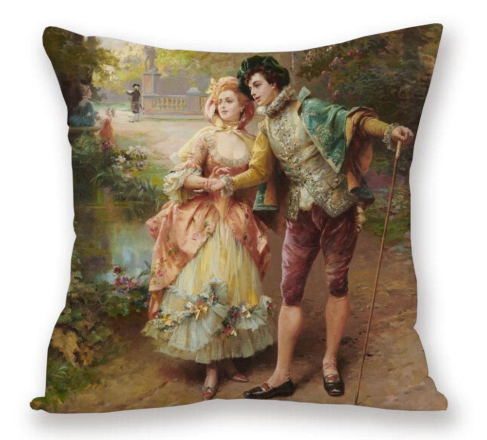European Royal Woman Beauty Portrait Painting Cushion Covers Decorative Pillow Case For Sofa 45X45cm
