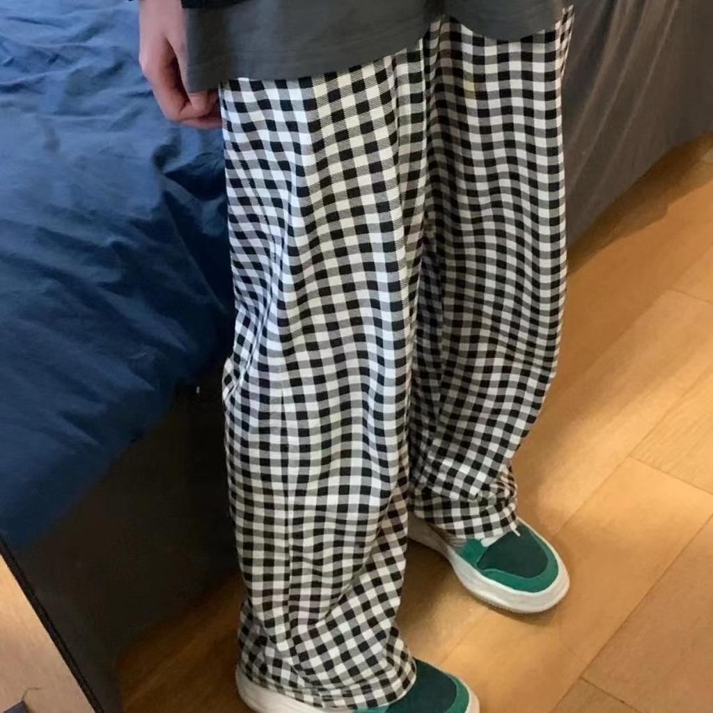 "Damskie spodnie piżamowe w kratę": Nowy Wiosenno/Jesienny Styl Koreański, Luźny i Swobodny na Zewnątrz lub do Domu."