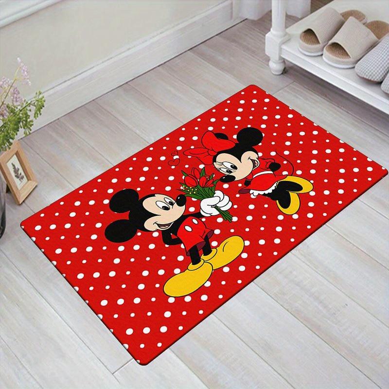 1ks Koberec s motivem Disney Mickey Mouse a Minnie, Kusový koberec, Protiskluzový koberec, Ručně pratelná podložka, Vhodný do obývacího pokoje, ložnice, Domácí dekorace