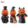 Material Resin Halloween Demon Miniature Figures Decor Set With Pumpkin Broom