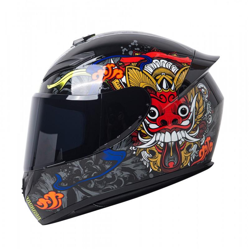 Full Face Motorcycle Helmet Scooter Electric Bike Winter Anti-Fog Gray ABS Safety With Rear Wing