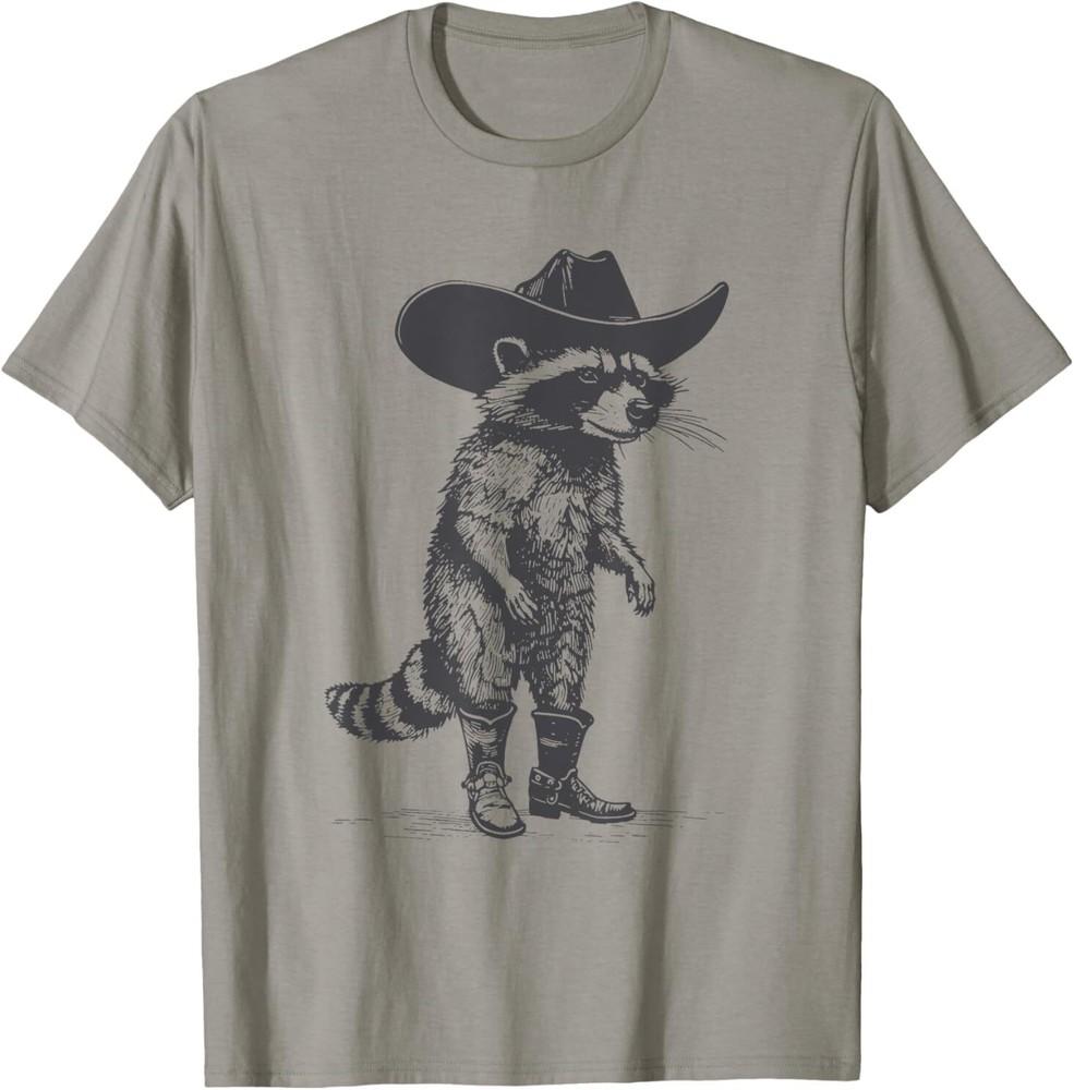 Vintage Raccoon Cowboy Cowgirl Trash Panda Western Country T-Shirt Unisex T-Shirt XXXL 1990₽